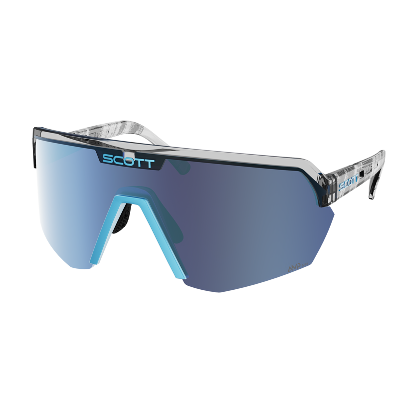 Scott Sport Shield Sunglasses in Black/Neon Blue/AMP Beryl Blue Chrome S3