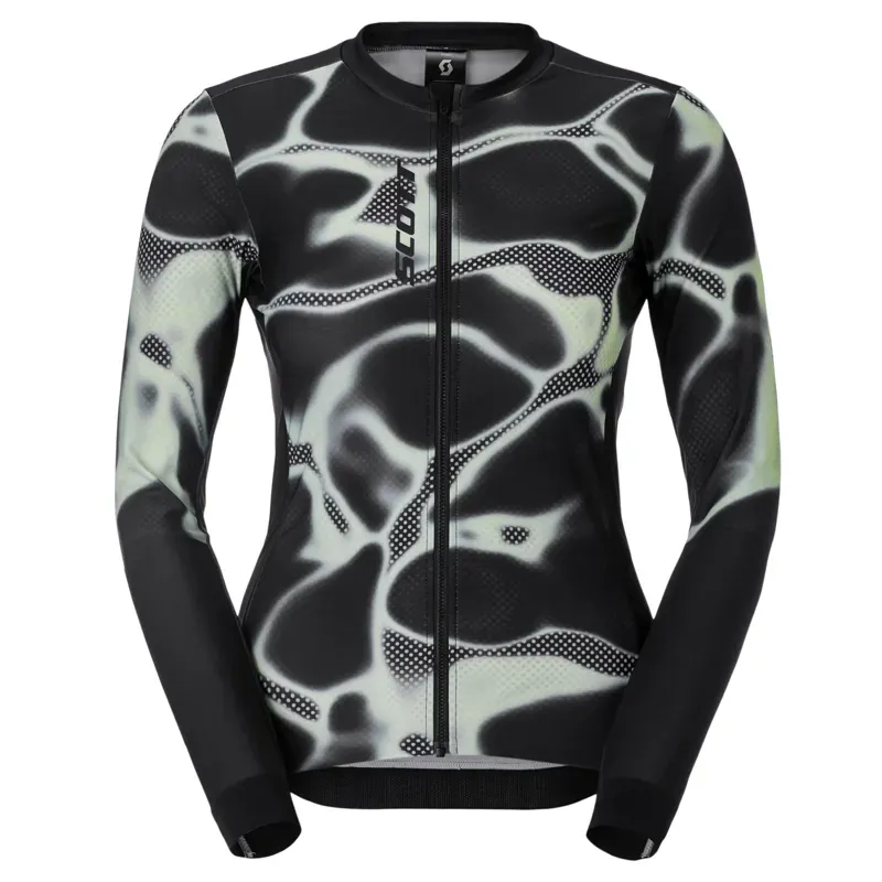 Scott Women's Pro Mid Long-Sleeve Jersey in Black/Vapour Green