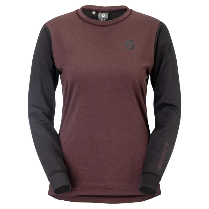 Scott Women's Vertic Pro Mid Long Sleeve T-Shirt in Cocoa Red/Black