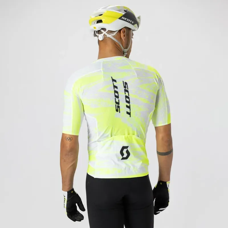 Scott RC Ultd Aero Short-Sleeve Jersey in Safety Yellow/White-3