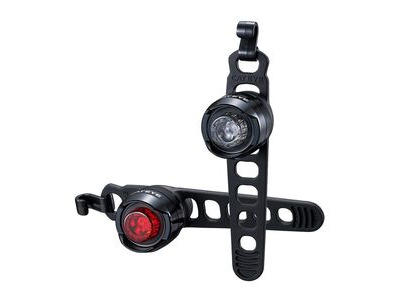 Cateye Orb Rechargeable Front & Rear Light Set: Polished Black