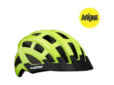 Lazer Compact DLX MIPS Helmet, Flash Yellow, Uni-Adult