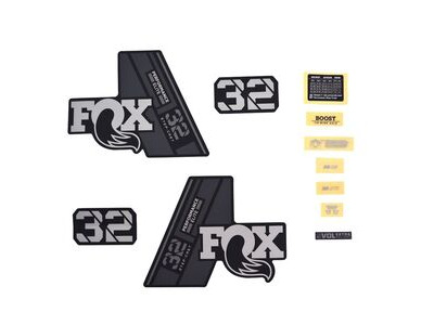 Fox Fork 32 Decal Kit: SC P-Se Grey Logo Matte Black 2021
