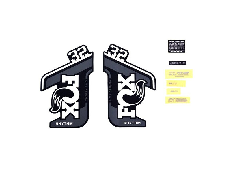 Fox Fork 32 Rhythm Decal Kit: P-S Grey Logo 2021 click to zoom image