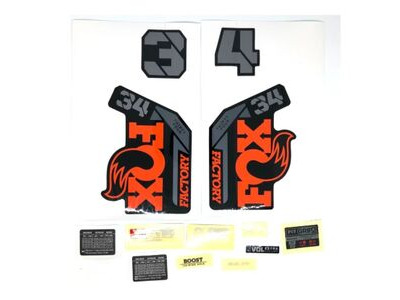 Fox Fork 34 Decal Kit: F-S Orange Logo Shiny Black 2021