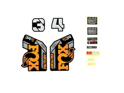 Fox Fork 34 Decal Kit: E-Bike + F-S Orange Logo Shiny Black 2021
