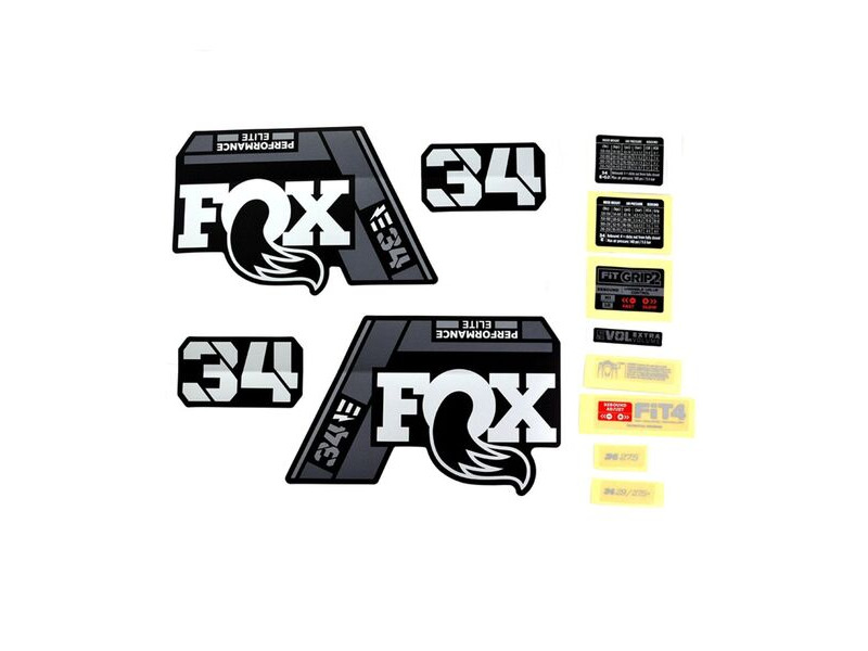 Fox Fork 34 Decal Kit: E-Bike + P-SE Grey Logo Matte Black 2021 click to zoom image
