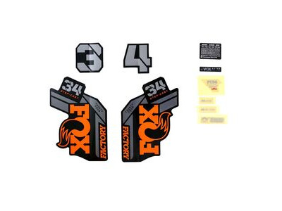 Fox Fork 34 Decal Kit: SC F-S Orange/Black Logo Shiny Black 2021