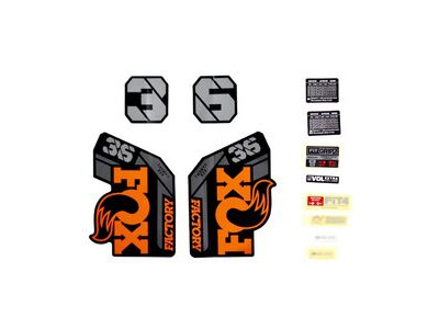 Fox Fork 36 Decal Kit: F-S Orange Logo Shiny Black 2021