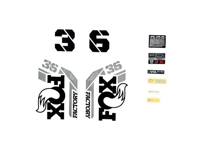 Fox Fork 36 Decal Kit: F-S Black Logo Shiny Orange 2021 click to zoom image