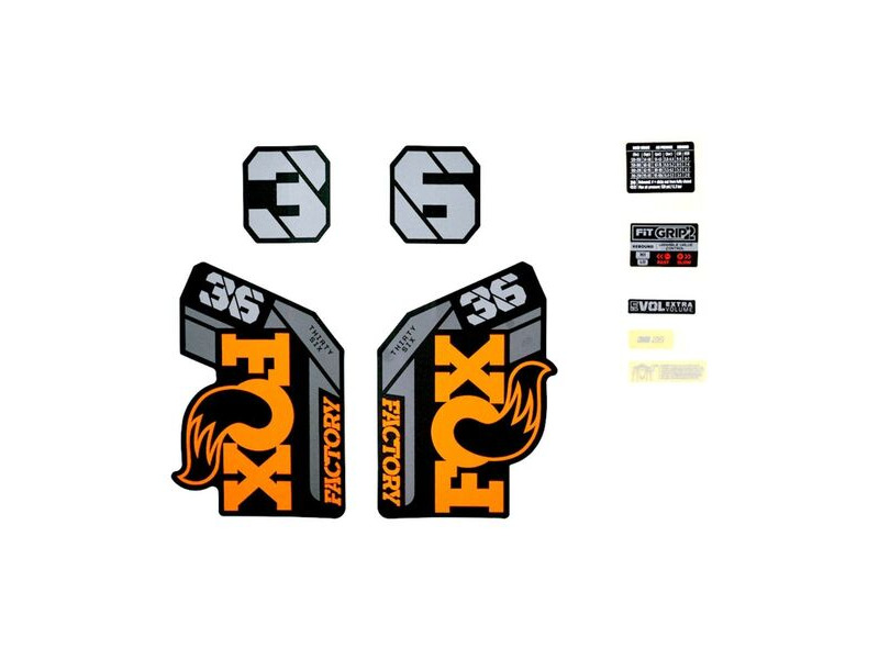 Fox Fork 36 Decal Kit: F-S 26" Orange Logo Matte Black 2021 click to zoom image