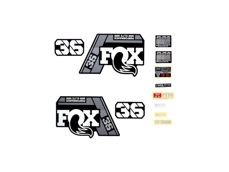 Fox Fork 36 Decal Kit: P-SE Grey Logo Matte Black 2021 click to zoom image
