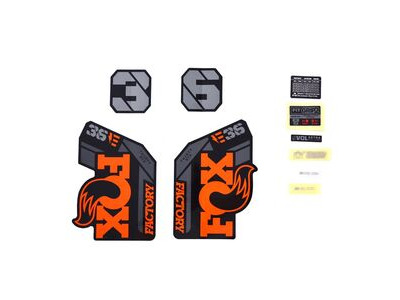 Fox Fork 36 Decal Kit: F-S E-Bike+ Orange Logo Shiny Black 2021