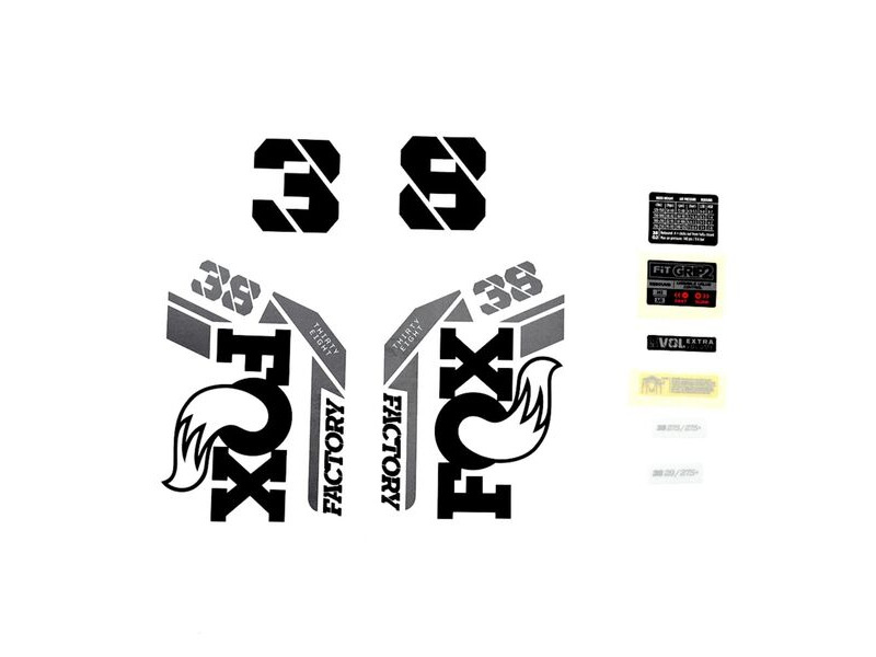 Fox Fork 38 Decal Kit: F-S Black Logo Shiny Orange 2021 click to zoom image