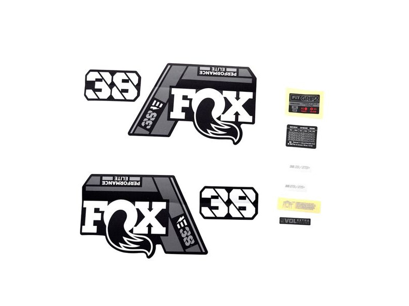 Fox Fork 38 Decal Kit: P-SE E-Bike+ Grey Logo Matte Black 2021 click to zoom image
