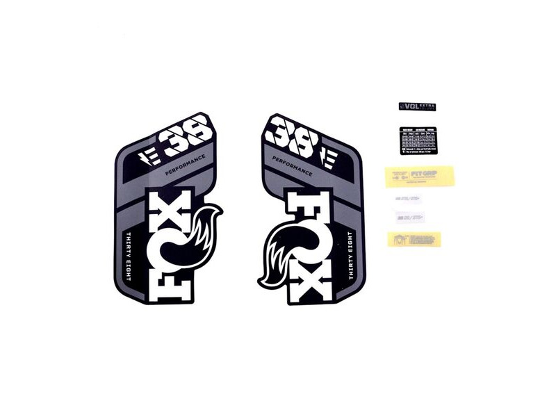 Fox Fork 38 Decal Kit: P-S E-Bike+ Grey Logo Matte Black 2021 click to zoom image