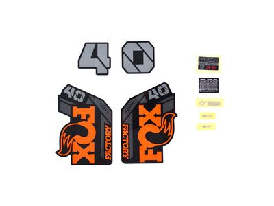 Fox Fork 40 Decal Kit: F-S Orange Logo Shiny Black 2021