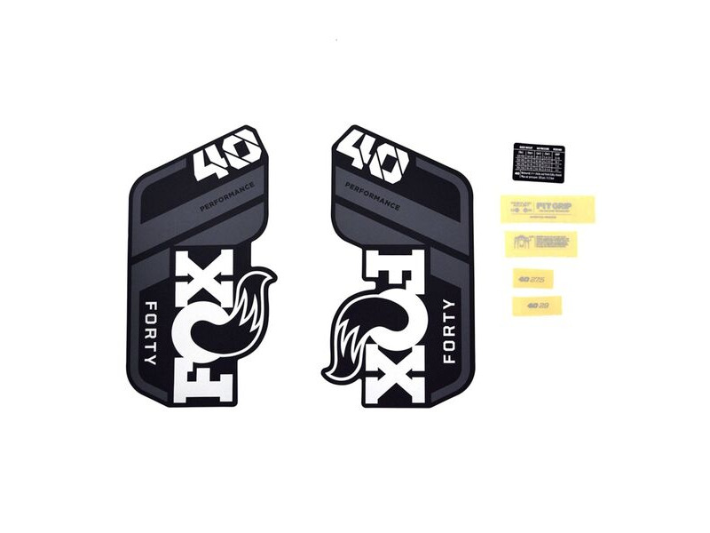 Fox Fork 40 Decal Kit: P-S Grey Logo Matte Black 2021 click to zoom image