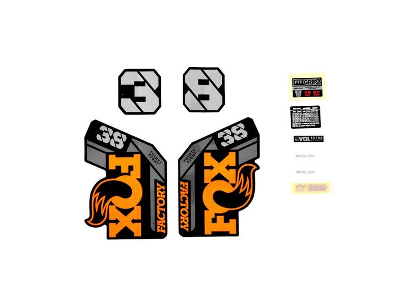 Fox 38 Decal Kit: F-S Orange Logo Shiny Black 2021 click to zoom image