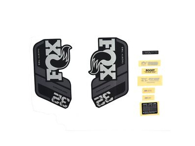 Fox Fork 32 Decal Kit: P-S Grey Logo Matte Black 2021